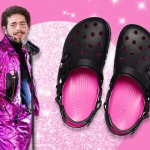 Rare Crocs Post Malone x Duet Max Clog Black Hot Pink 207268-001 Sandals